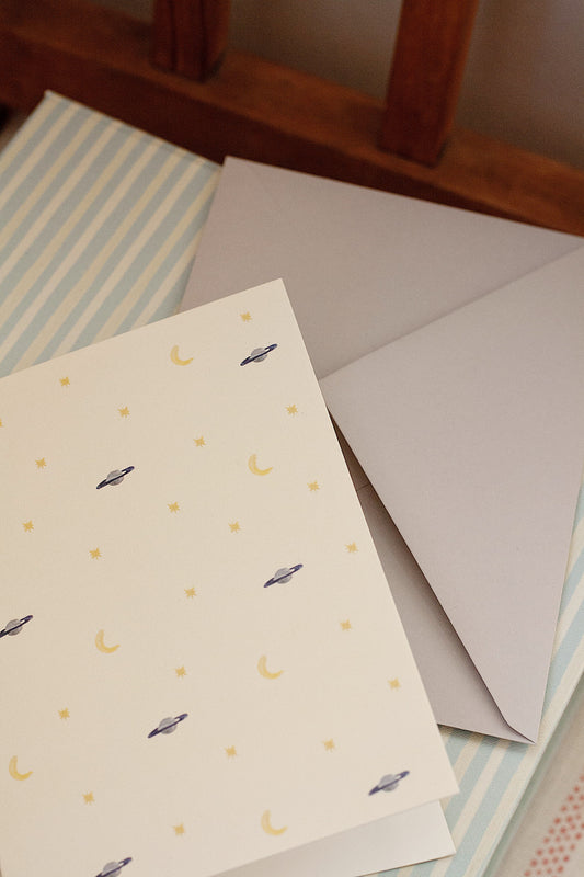 card - moon, stars & planets