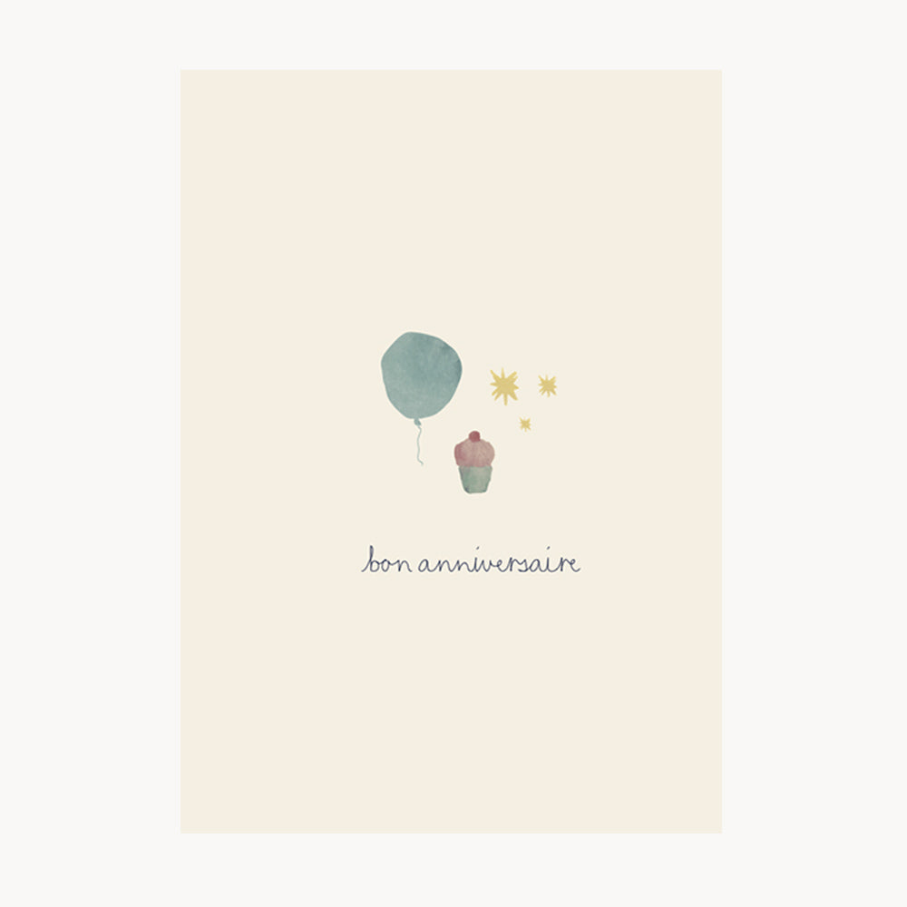 card - bon anniversaire - blue balloon