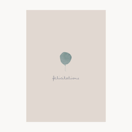 card - félicitations - blue balloon