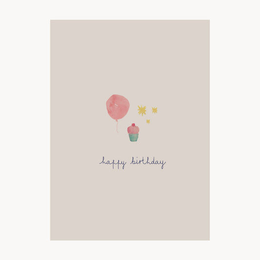 card – happy birthday – rose balloon