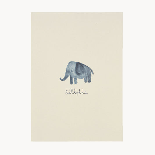 kort - tillykke - elefant