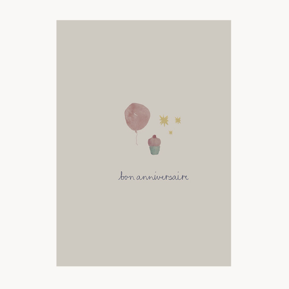 card - bon anniversaire - rose balloon