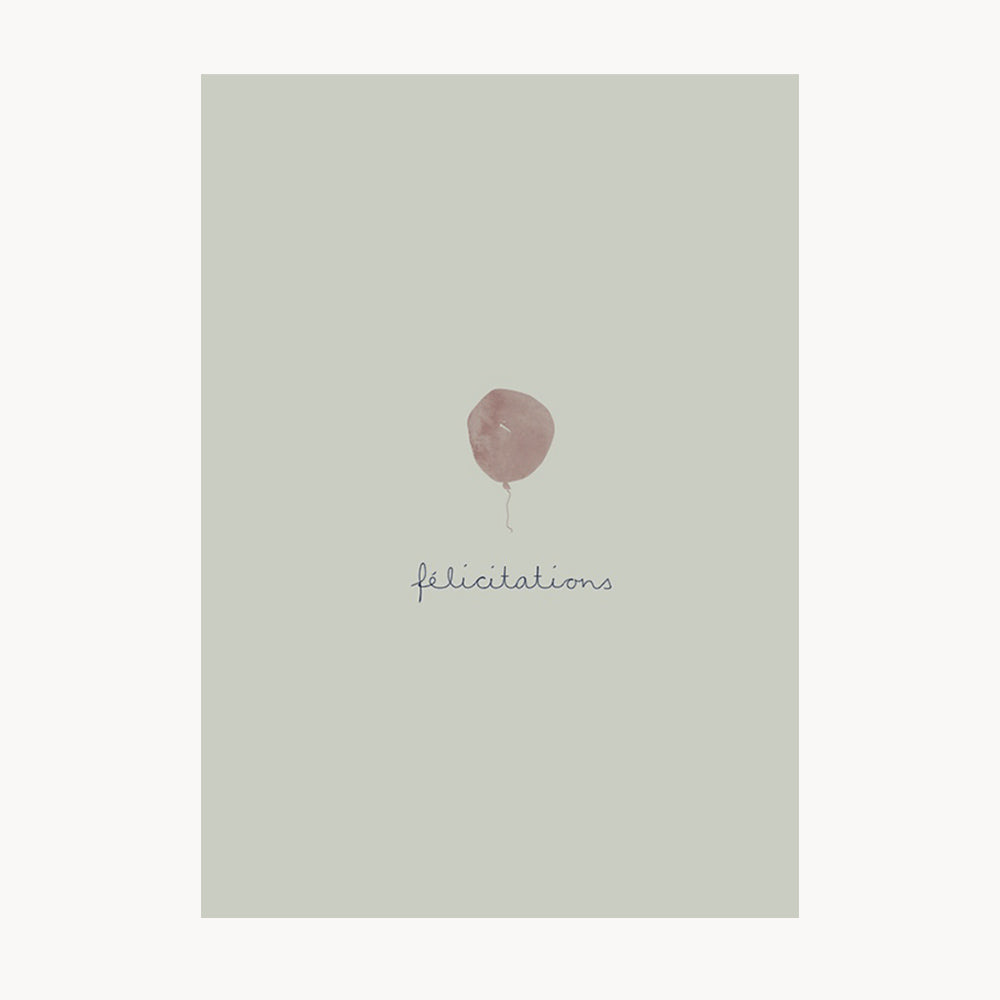 card - félicitations - rose balloon